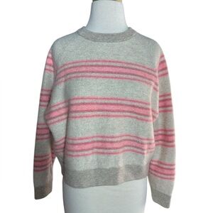 White + Warren 100% Cashmere Striped Pink and Gray Women's Sweater